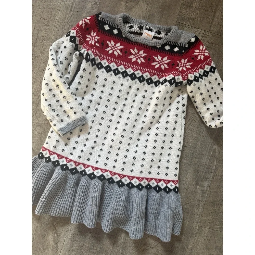 Gymboree Girls Fair Isle Snowflake Sweater Dress 4T Cotton Long Sleeve Holiday